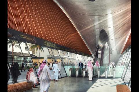 Jeddah metro station impression.